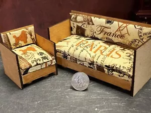 Dollhouse Miniature Sofa Chair Living Room Set 1:12 scale F157 Dollys Gallery - Picture 1 of 2