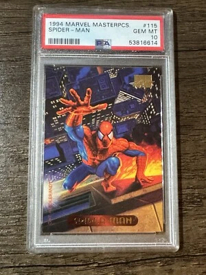 1994 Marvel Masterpieces #115 Spider-Man PSA 10 GEM MT Pop 39 - Image 1 of 2