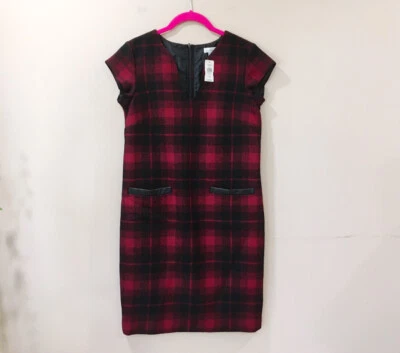 Vestido Vaina LL Bean Para Mujer’s 2 Firma Cuadros Rojo Tartán Lana Vacaciones Navidad Nuevo Foto 1 de 4
