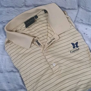 Bobby Jones Yellow Striped Cotton Golf Polo Shirt Men's Large Short Sleeve Italy - Picture 1 of 9