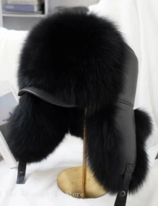 High Quality Winter Russian Trapper Hat Unisex Real Fox Fur Cap Men Women Beanie - Picture 1 of 24