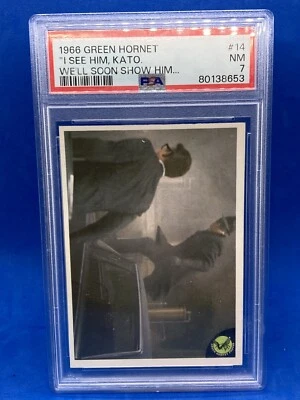 1966 Donruss Green Hornet #17 "As The Green Hornet Closes In" PSA 7 NM - Image 1 of 2
