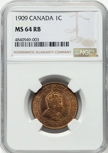 Canada - 1909 Large Cent - NGC MS64RB - SUPERB NEAR RED COLOR - SUPERB ! - Picture 1 of 2