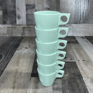 6 tazas de café melamina Dallas Ware jadeita verde como nuevas C-45 EE. UU. - Imagen 1 de 7