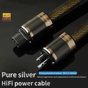Cavo di alimentazione hifi audiofilo 4N puro argento puro amplificatore CD USA spina fibra di carbonio UE - Foto 1 di 18