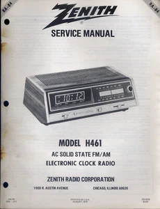 Zenith Service Manual Clock Radio Model H461 PFAX35 - Picture 1 of 1