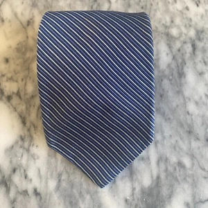 Brooks Brothers Makers All Silk Tie Blue Diagonal Stripe Jacquard Woven ~3.5" J5 - Picture 1 of 5