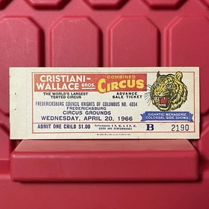 Cristiani Wallace Bros Combined Circus Ticket Stub Pre Owned Vintage April 1966 - Picture 1 of 2