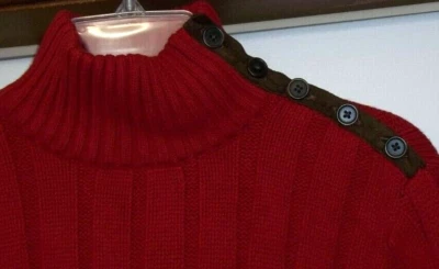 Nuevo con etiquetas Suéter Lauren Jeans Co Ralph Lauren Para Mujer Cuello Alto Talla XL Rojo Negro Borde Foto 1 de 4
