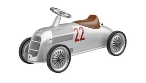 ori Mercedes by Baghera Kinder Rutscher Bobby Car Rennwagen W25 silber Metall - Bild 1 von 2