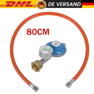 Schlauch und Regler Set Gasschlauch 80 cm Druckminderer 50 mbar Druckregler - Bild 1 von 19