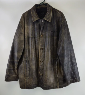 Equipo de hockey WCHA NCAA para deportes chaqueta con botones de cuero marrón envejecido talla L Foto 1 de 4