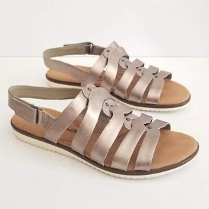 Clarks Womens Kele Jasmine Slingback Sandals Silver Leather Flats Shoes Sz 7.5 W - Picture 1 of 13