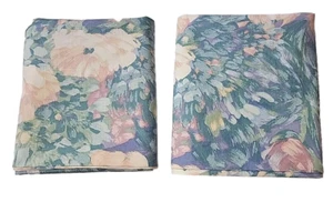 2 Homemade Pillowcases Blue, Teal, Coral,peach,white,purple Floral Fits Stan/que - Picture 1 of 7