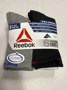 reebok boys crew socks 6 pairs size small shoe 6-10.5  - Picture 1 of 3