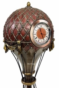 12" Steampunk Hot Air Balloon Table Clock Decor Statue Sculpture Bronze Color - Picture 1 of 5