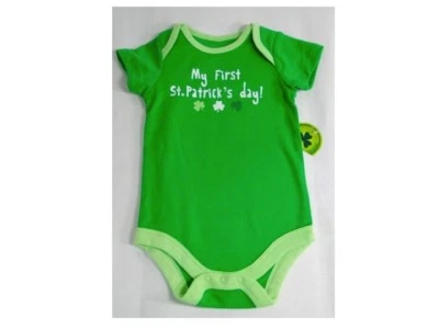 NUEVO Bebé Unisex Verde "Mi Primer Día de San Patricio" Conjunto de Primavera Irlandesa de una Pieza Foto 1 de 3