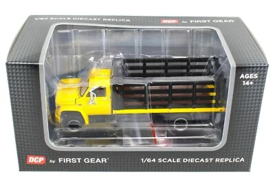 NEW 2021 1:64 DCP *YELLOW & BLACK* GMC 6500 Tandem-Axle STAKEBED TRUCK  *NIB* - Image 1 of 2