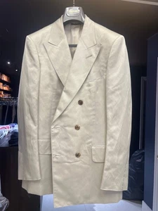 Chaqueta Atticus Tom Ford para hombre beige claro liso 62 % seda y 38 % lino - Imagen 1 de 3