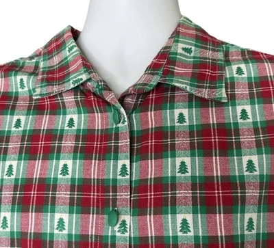 VTG Westbound Size L Christmas Tree Red Green Plaid Embroidered Shirt EUC - Image 1 of 4