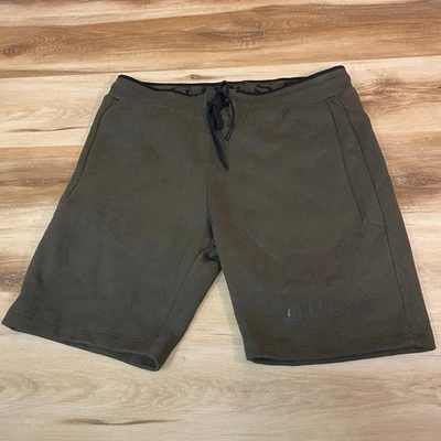 GUESS Los Angeles Mens Knit Shorts L Olive Green Lounge Drawstring Casual - Image 1 of 4