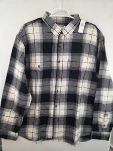 Old Navy Double Brushed Flanellhemd Herren 2XL schwarz/weiß kariert Neu mit Etikett 417240 - Bild 1 von 3