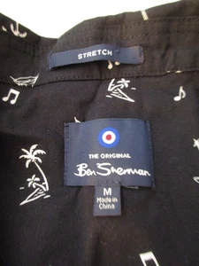NWT! Ben Sherman Men's Stretch Short Sleeve Button Up Shirt Black Size M - Picture 1 of 8
