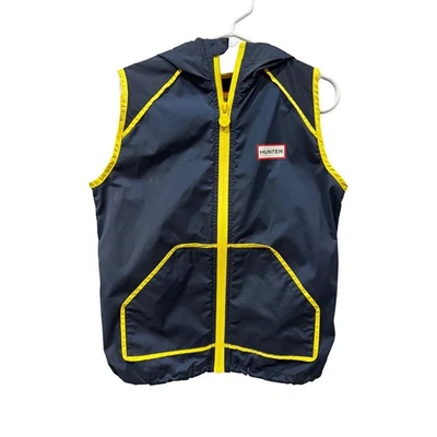 Hunter x Target Kids Navy Yellow Zip Hooded Vest Size XS 4 5 Outdoor Hiking - Image 1 of 4