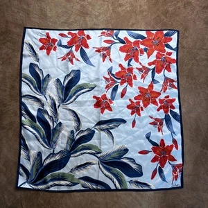 Echo Floral Silk Bandana Scarf Multicolor Square Blue Red Retro Spring Rococo - Picture 1 of 7