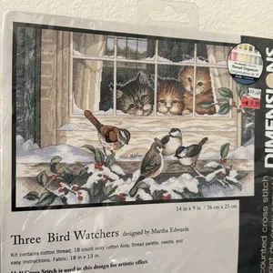 Kit Punto de Cruz Dimensiones 9x14" BIRD WATCHERS Gatitos #3839 Martha Edwards - Imagen 1 de 3