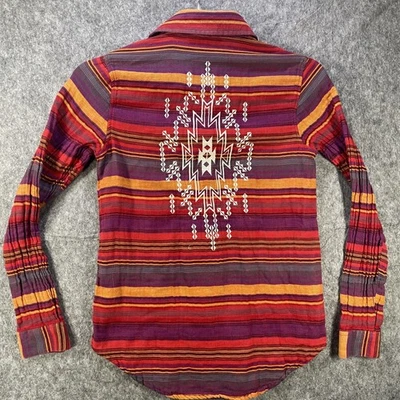 Camisa vaquera Rock & Roll para mujer pequeña azteca occidental bordada a rayas Foto 1 de 4