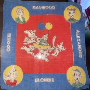Blondie/ Dagwood/Cookie/Alexander Hankie Handkerchief Vintage Funny Papers Comic - Picture 1 of 11