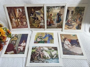 Juego de imágenes bíblicas vintage de jardín de infantes-8 tarjetas religiosas de enseñanza de escuela dominical - Imagen 1 de 7