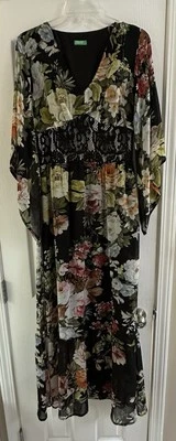 United цвета Benetton цветочный цветок длинное платье кружева группы размер маленький RN64961 - Изображение 1 из 4