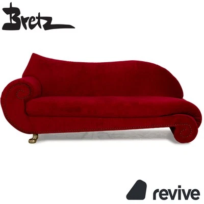 Bretz Gaudi Stoff Dreisitzer Rot Sofa Couch Samt Neubezug - Bild 1 von 4