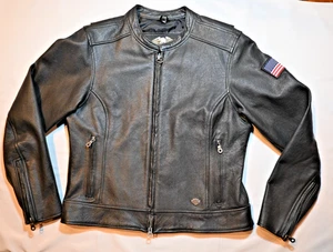 Harley Davidson Women's Leather Jacket, L, Black, Embroidered Back - Bild 1 von 12