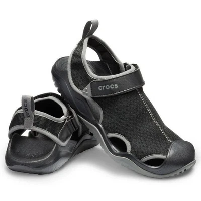 CROCS  Swiftwater Mesh Deck Sandals Slides SHOE BLACK MENS SZ M8-M13 WATERPROOF - Image 1 of 4