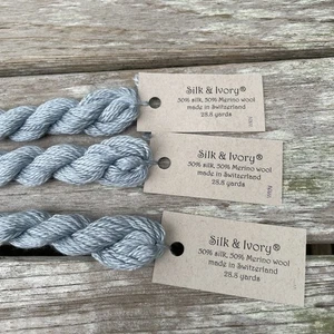 Silk & Ivory 50% Silk / 50% Wool Needlepoint Thread, Fiber Lot of 3 Blue - Picture 1 of 6