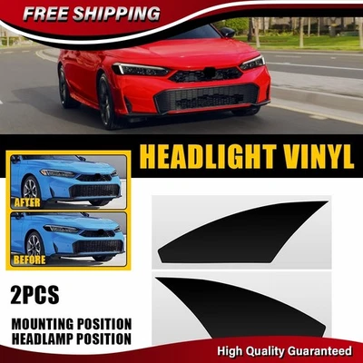 2X Cabezal de faros precortados apagones superposición de vinilo para Honda Civic 2022-2025 Foto 1 de 4