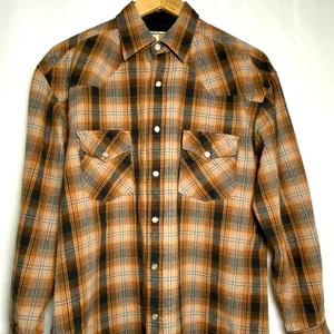 Camicia da lavoro Jesse James uomo M West Coast Choppers western a quadri con bottoni a pressione perlati - Foto 1 di 12