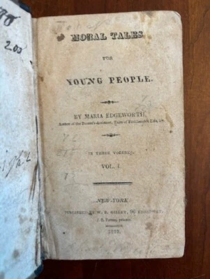RARE 1819 Moral Tales for Young People by Maria Edgeworth, Volume I, NEW YORK NY - Image 1 of 3
