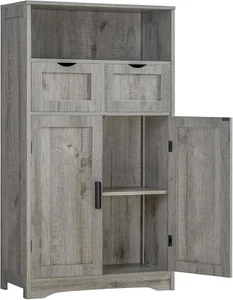 Storage Cabinet with 2 Drawers & 2 Adjustable Shelves, Kitchen Pantry Cabinet, C - Picture 1 of 12