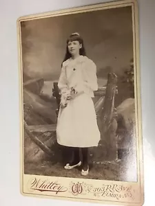 Antique Cabinet Card or Photograph of Girl in White Dress - Picture 1 of 2