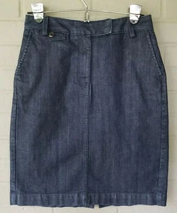 Talbots Petites Blue Denim Pencil Skirt 2P 2 Jeans Dark Wash Straight - Picture 1 of 4
