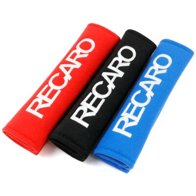 2X JDM RECARO SEAT BELT COVER SHOULDER PAD SEATBELTE CUSHION Embroidery Logo - image 1 of 4