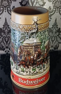 1987 Budweiser Holiday Beer Stein Mug Clydesdale "C" Series Anheuser-Busch  ᓚᘏᗢ - Picture 1 of 5