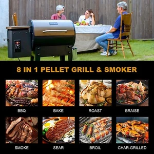 KingChii Wood Pellet Smoker & Grill, 8 in 1 Outdoor Smokers BBQ  - Picture 1 of 6