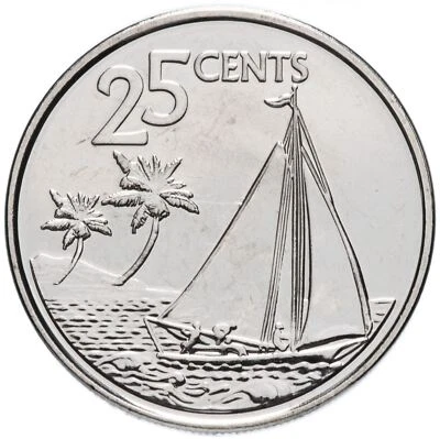 Bahamas 25 Cents Coin | Flamingo | Marlin | Bahamian Sloop | 2007 - 2015 - Image 1 of 4