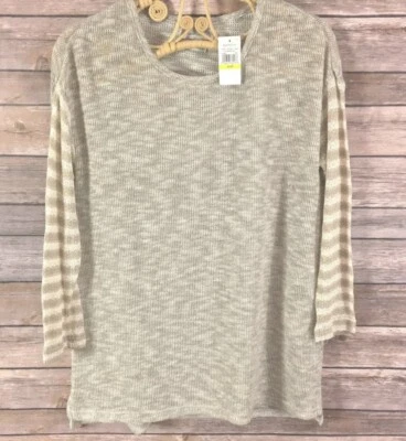 * NWT Van Heusen Women's Grey Sparkle Stripe Sweater Soft Thin Sz XS r130 Foto 1 de 3