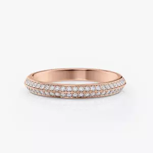 14K Rose Gold 0.40 Ct Round Cut Lab Created Diamond Engagement Band 3.0 MM - Picture 1 of 8